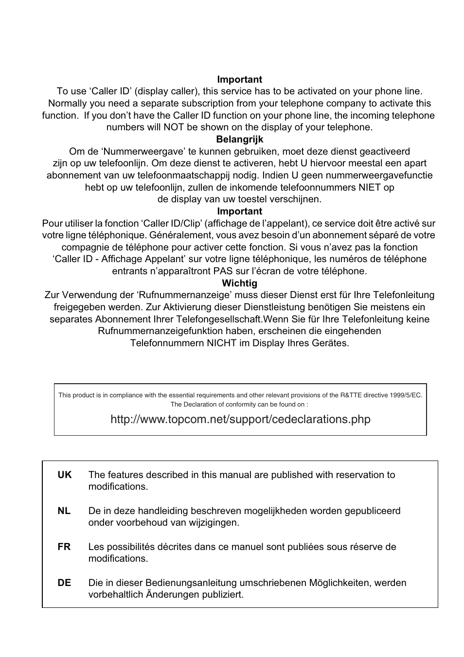 Topcom BUTLER Quattro User Manual | Page 2 / 92