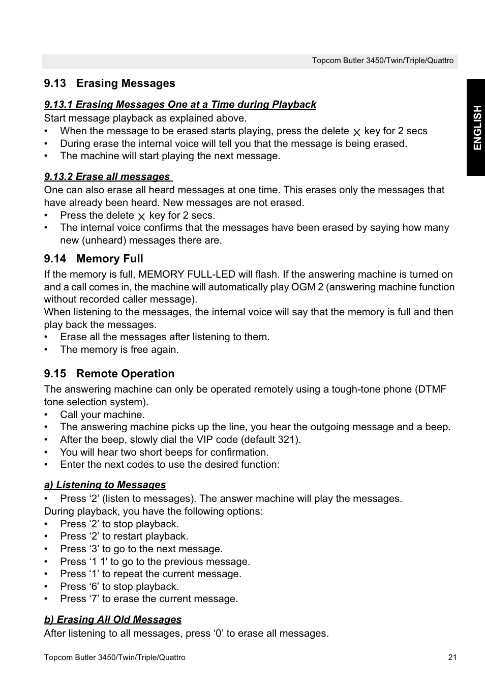 Topcom BUTLER Quattro User Manual | Page 21 / 92