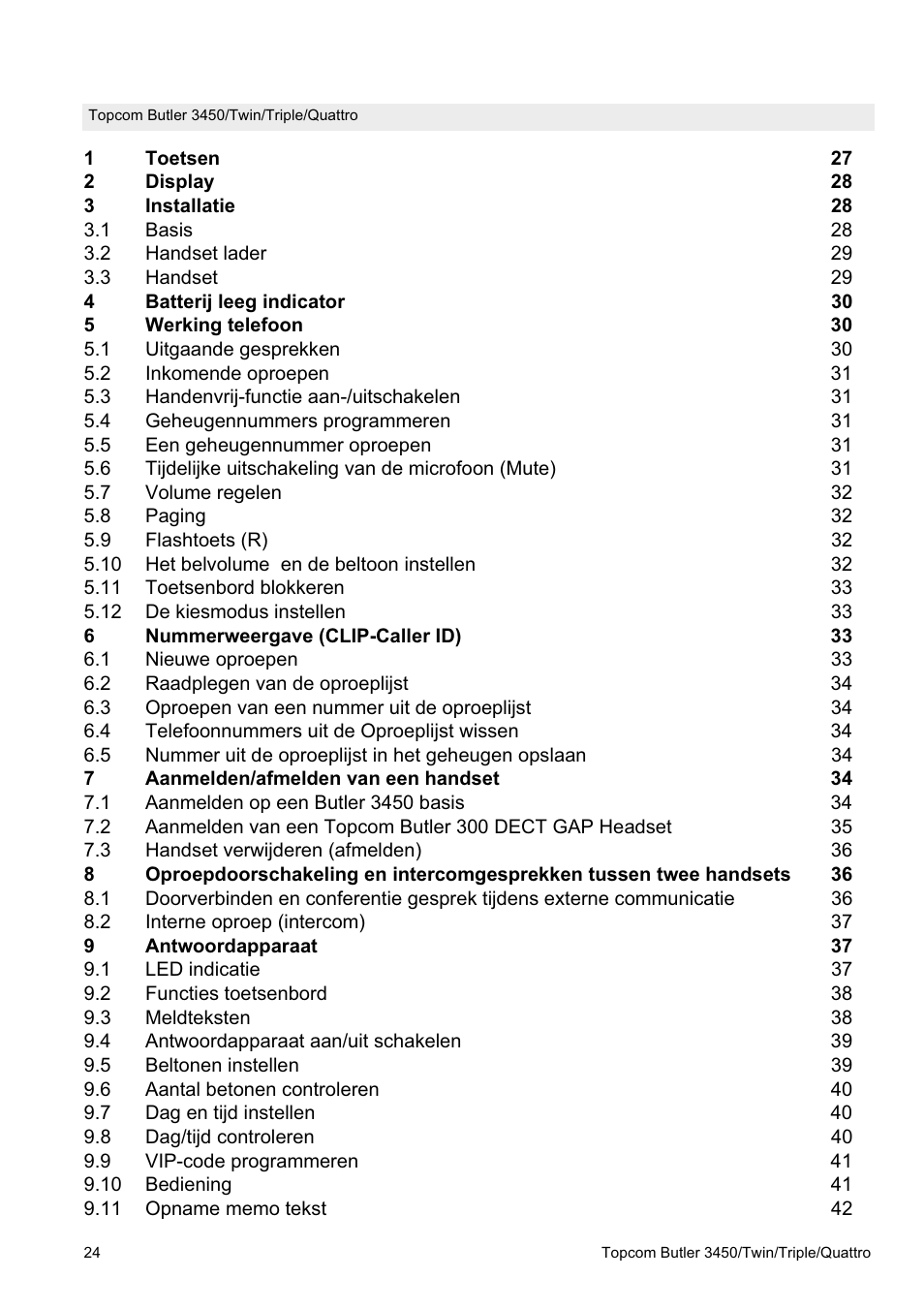 Topcom BUTLER Quattro User Manual | Page 24 / 92