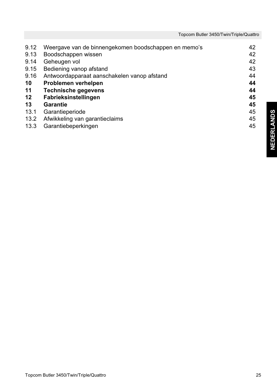 Topcom BUTLER Quattro User Manual | Page 25 / 92