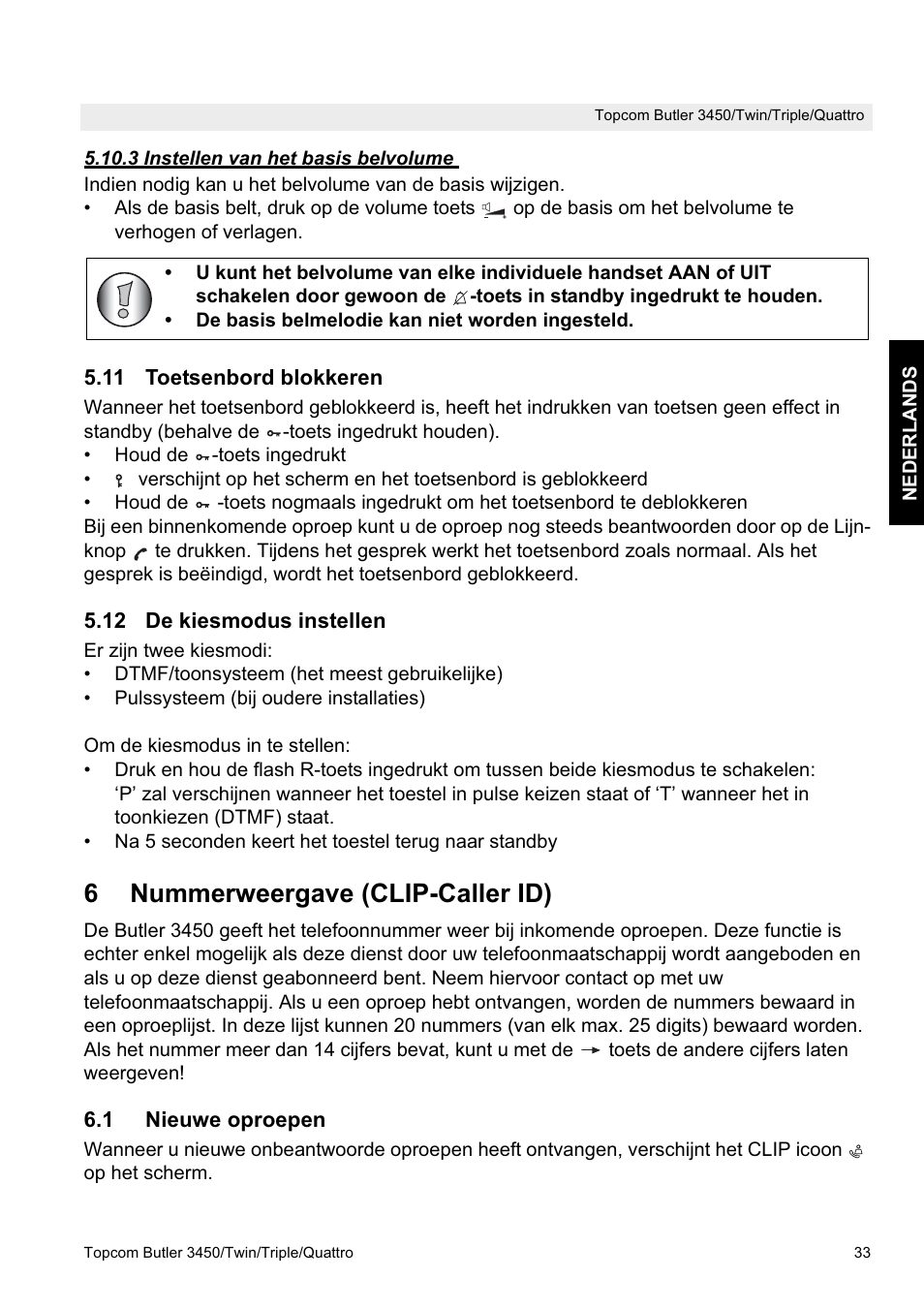6nummerweergave (clip-caller id) | Topcom BUTLER Quattro User Manual | Page 33 / 92