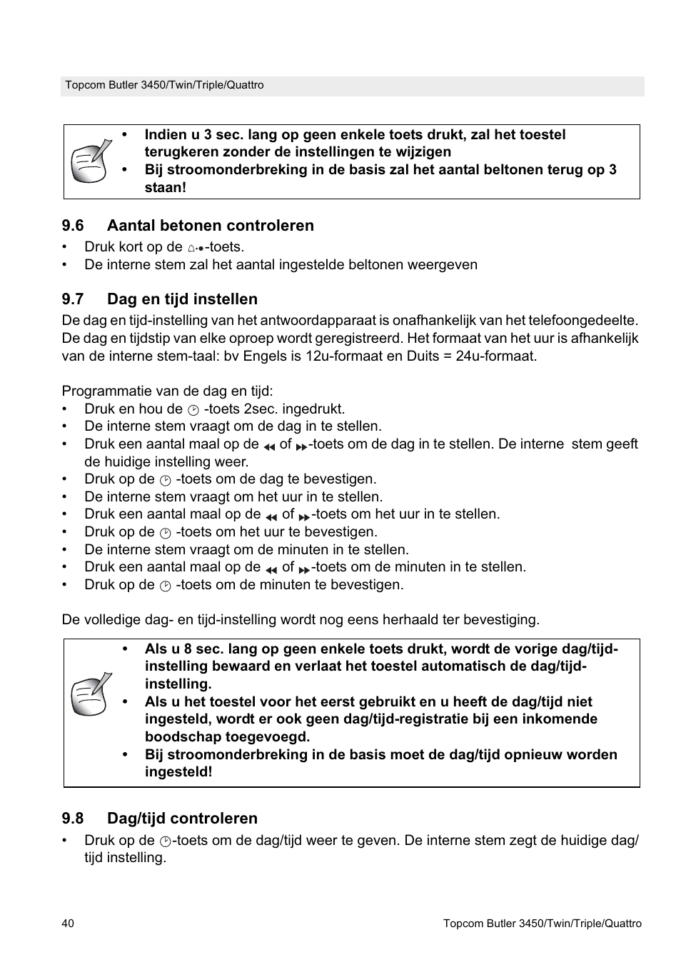 Topcom BUTLER Quattro User Manual | Page 40 / 92