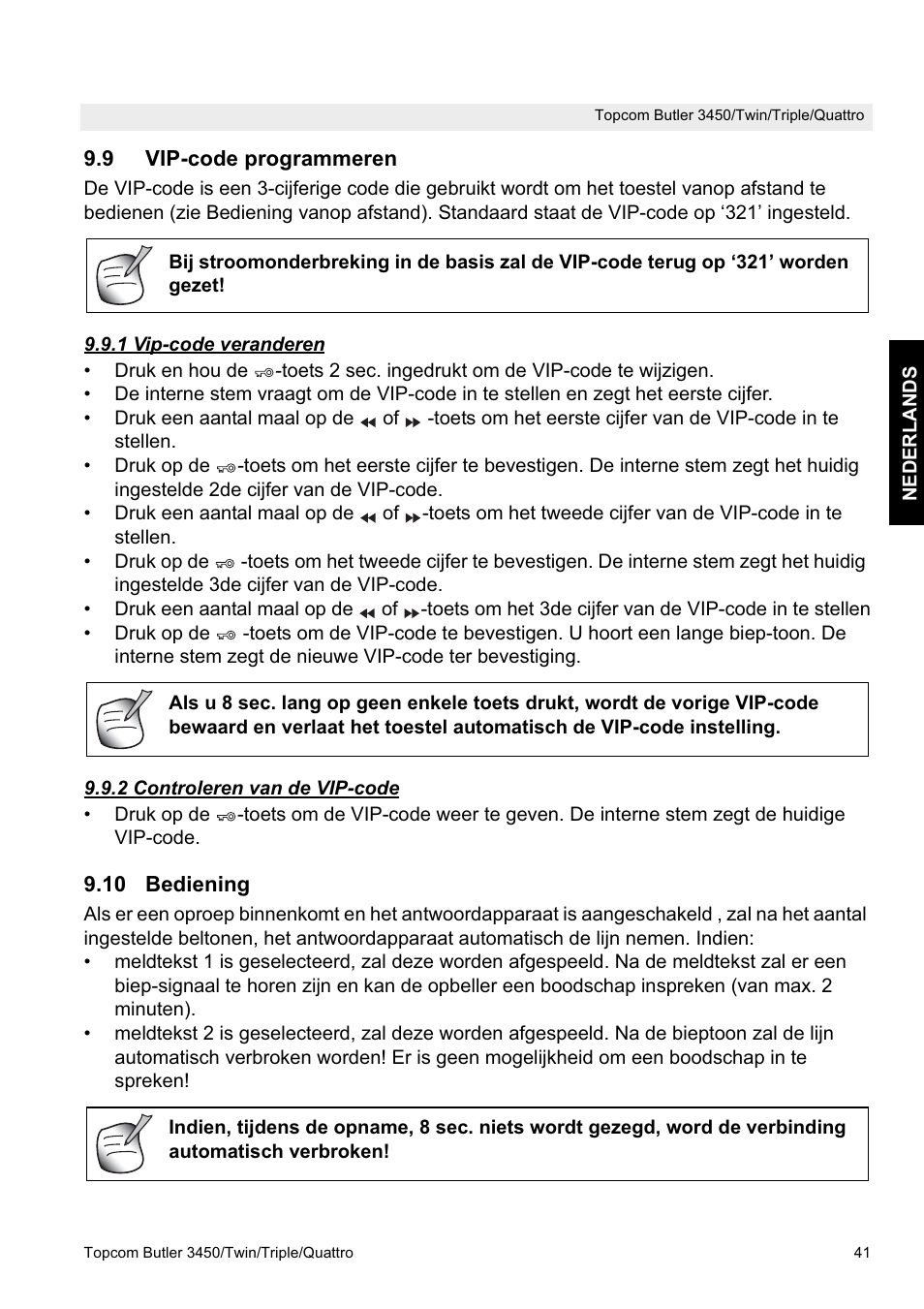 Topcom BUTLER Quattro User Manual | Page 41 / 92
