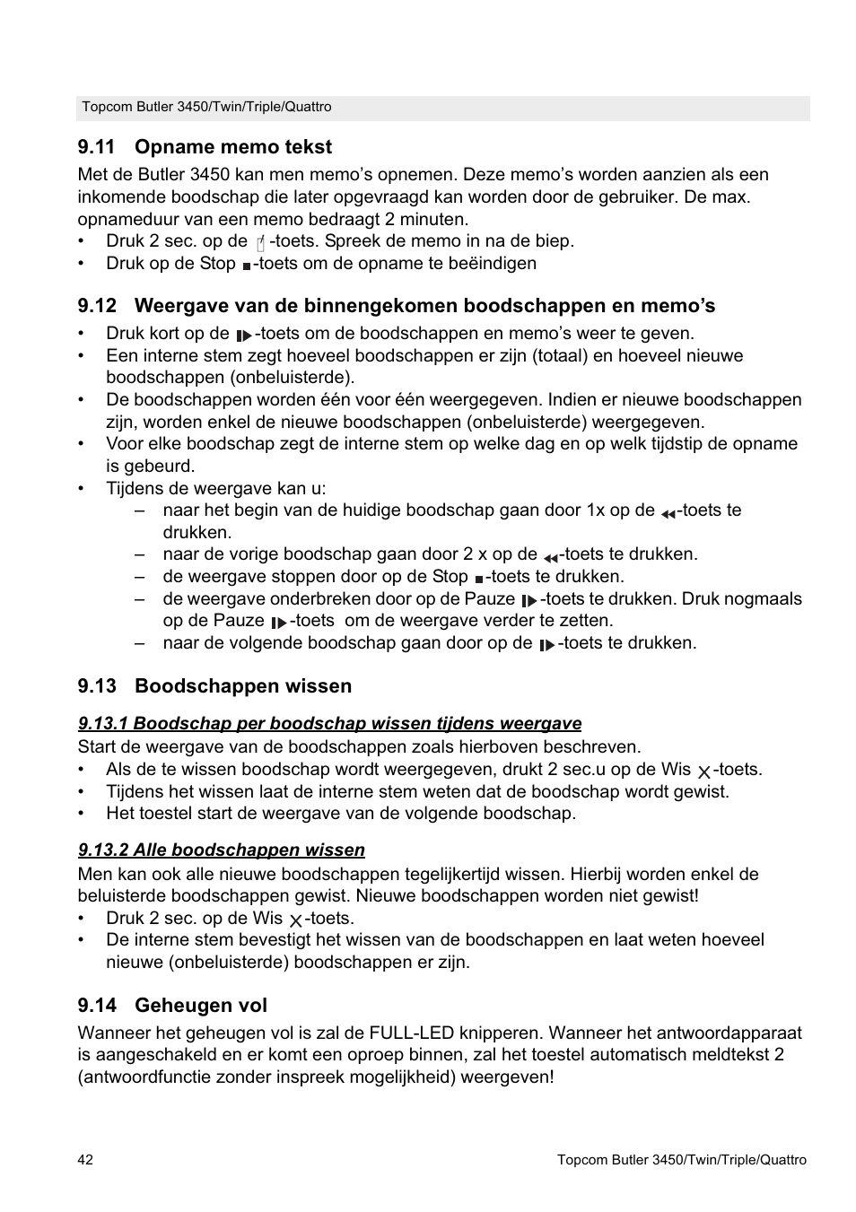 Topcom BUTLER Quattro User Manual | Page 42 / 92