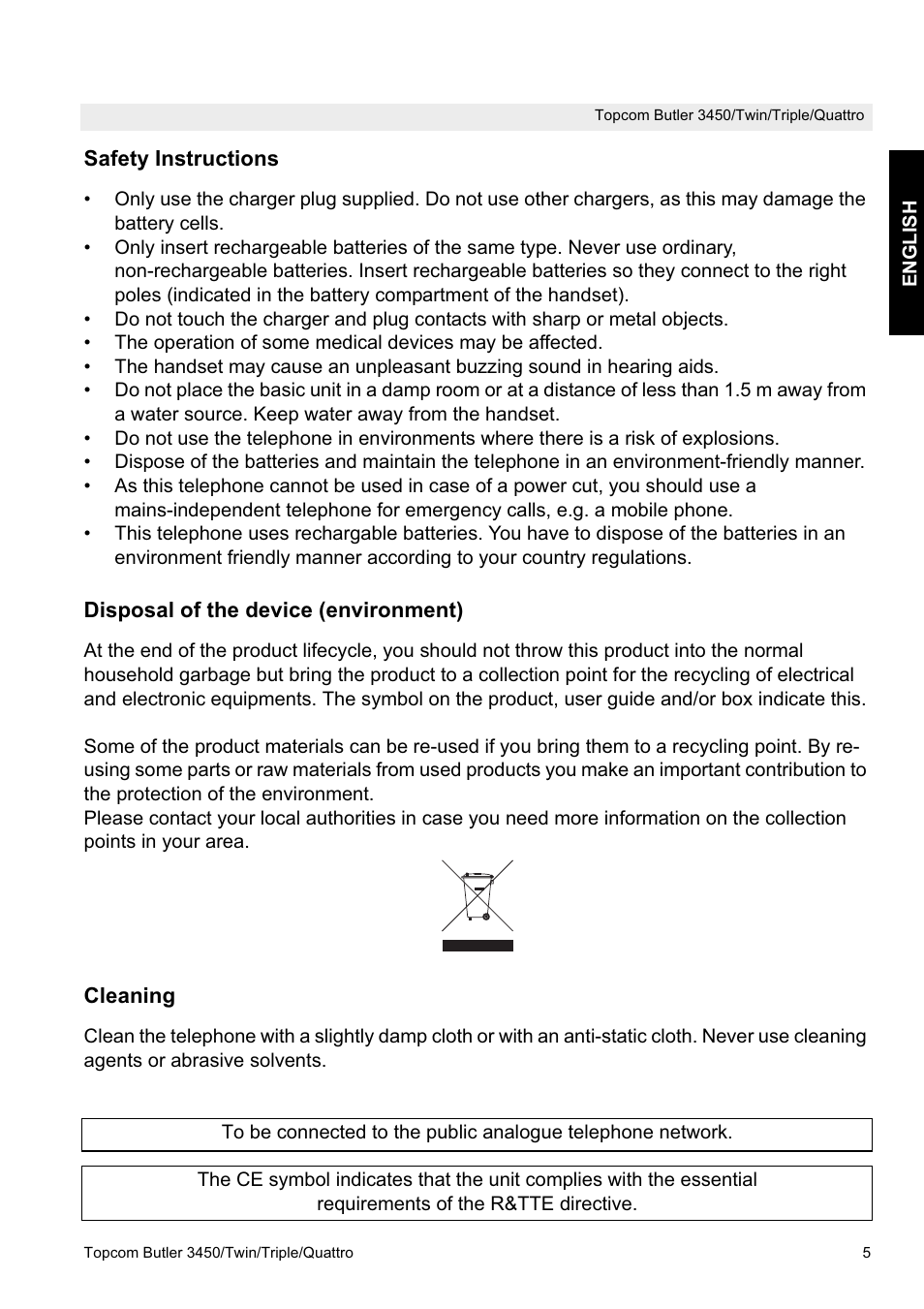 Topcom BUTLER Quattro User Manual | Page 5 / 92