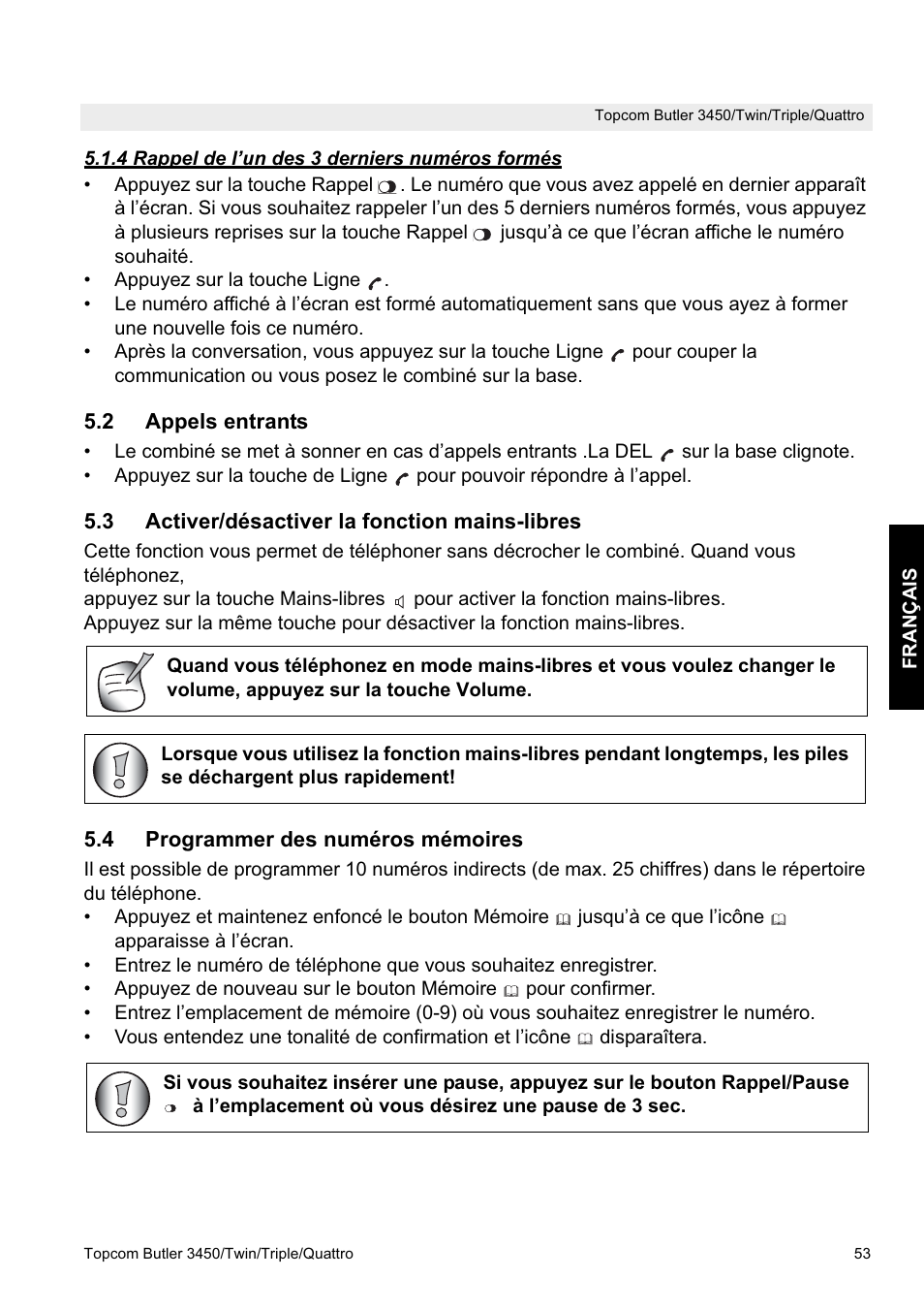 Topcom BUTLER Quattro User Manual | Page 53 / 92