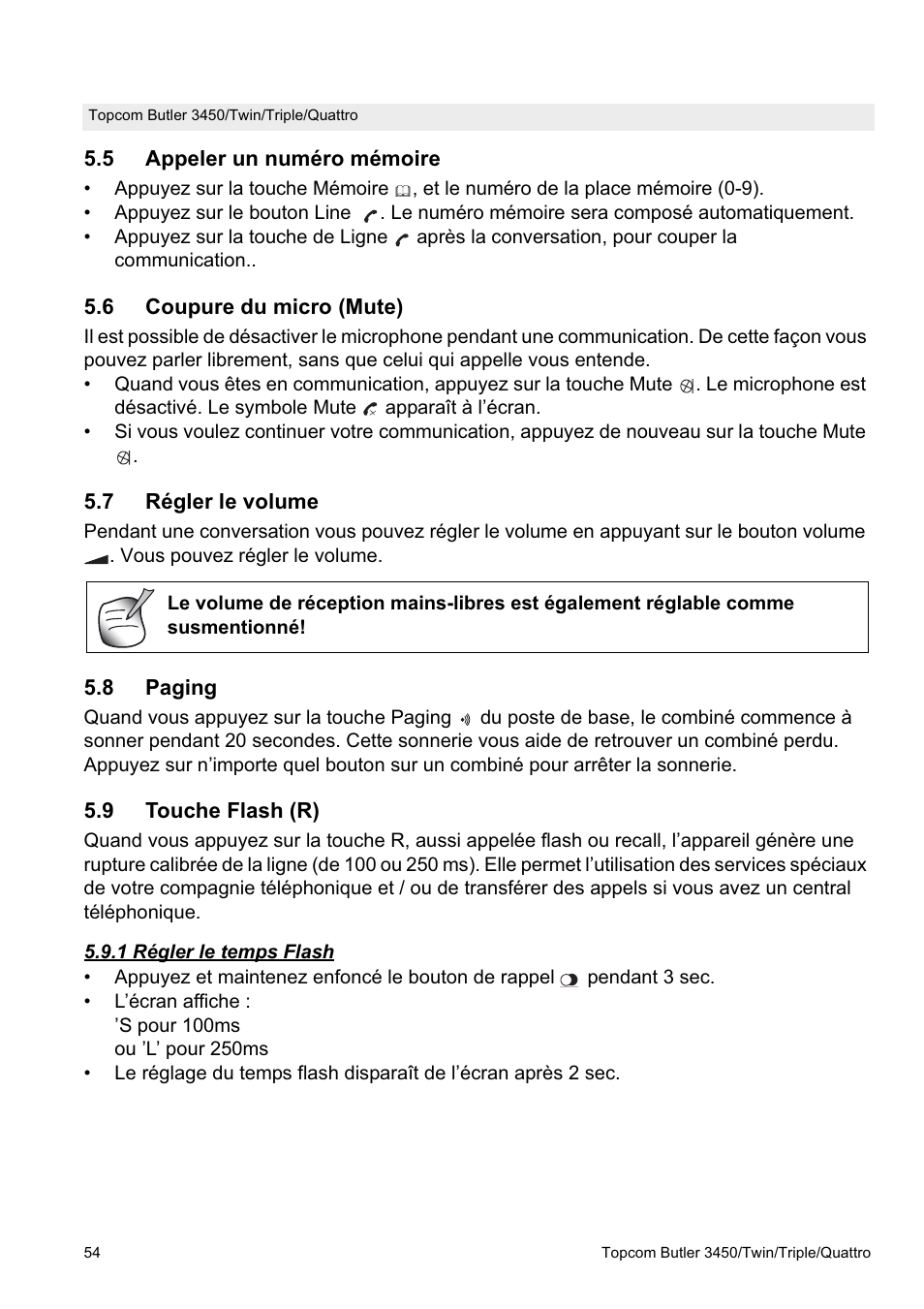 Topcom BUTLER Quattro User Manual | Page 54 / 92