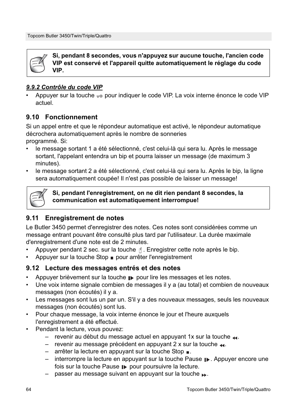 Topcom BUTLER Quattro User Manual | Page 64 / 92