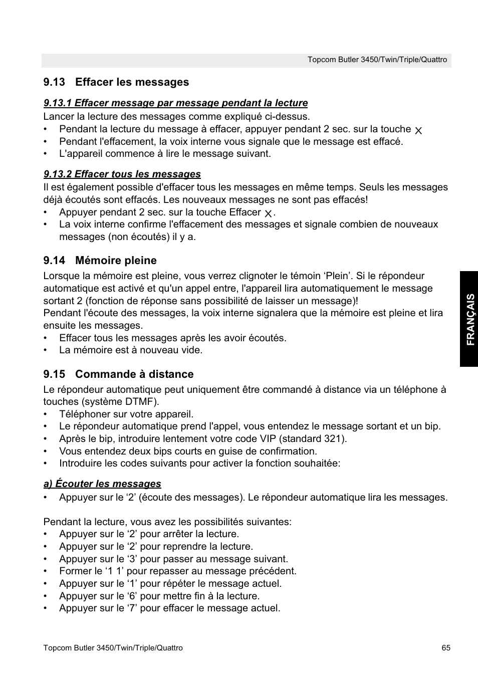 Topcom BUTLER Quattro User Manual | Page 65 / 92