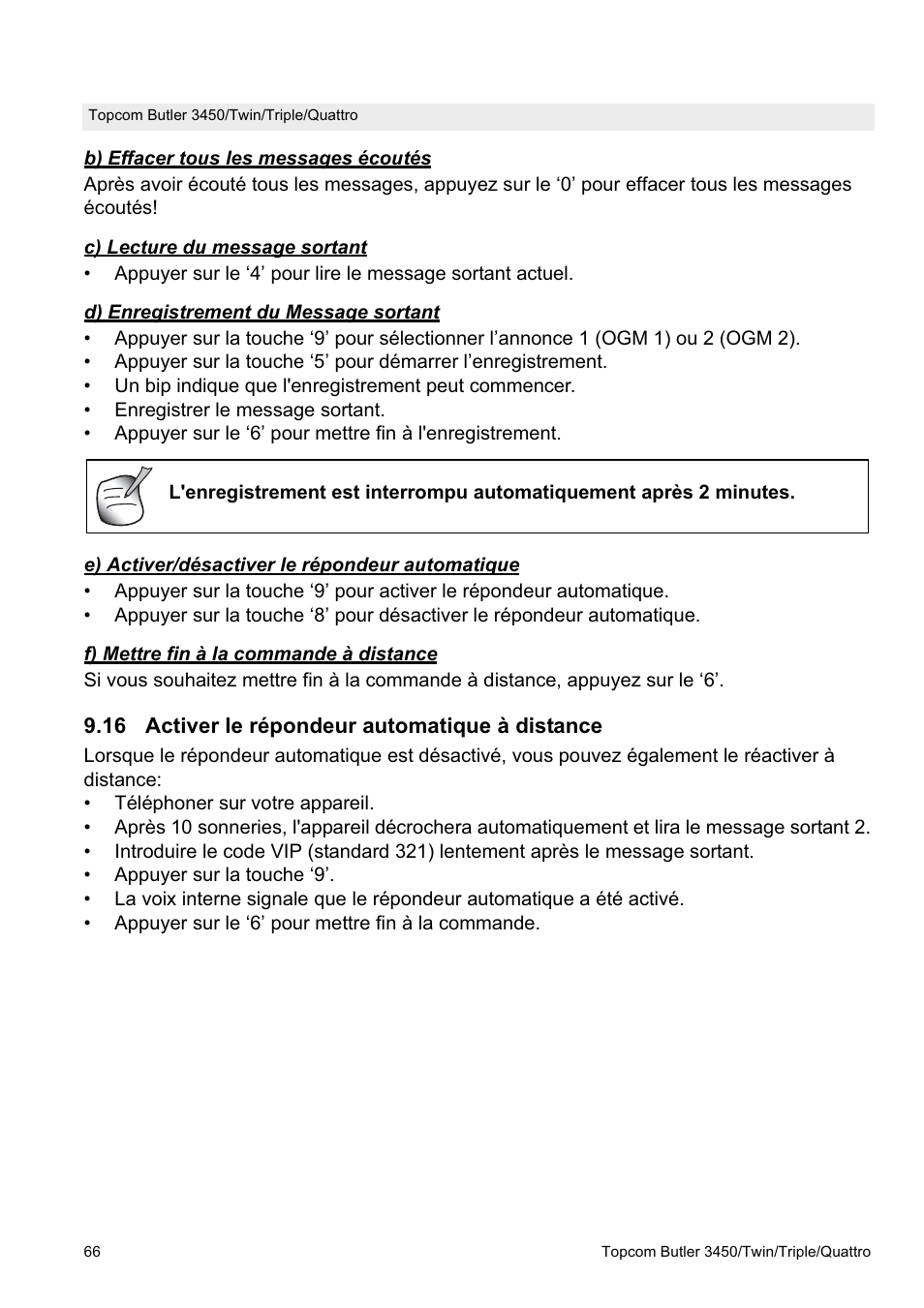 Topcom BUTLER Quattro User Manual | Page 66 / 92
