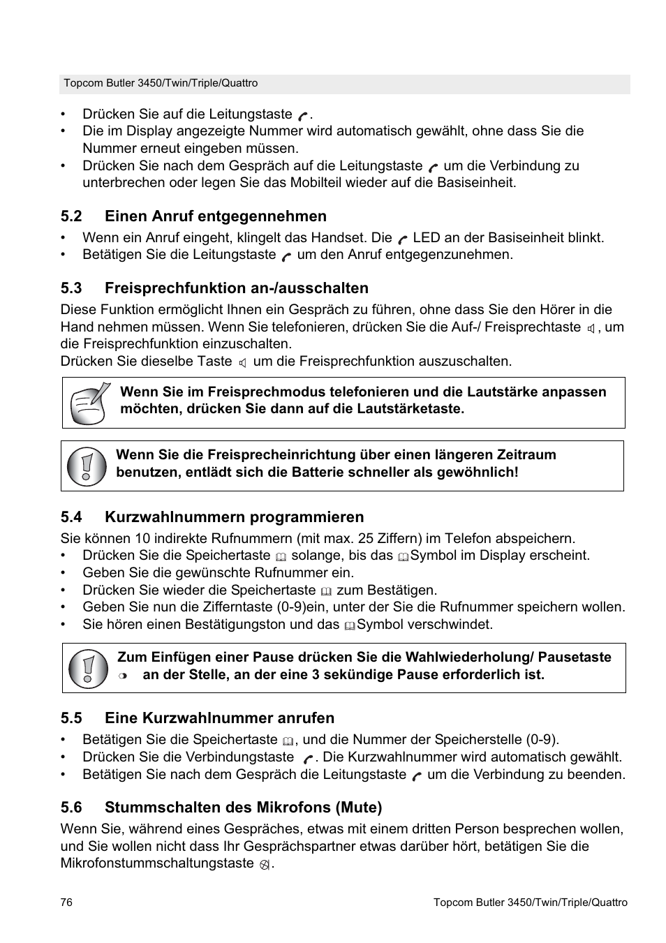 Topcom BUTLER Quattro User Manual | Page 76 / 92