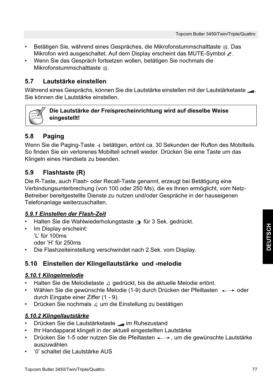 Topcom BUTLER Quattro User Manual | Page 77 / 92