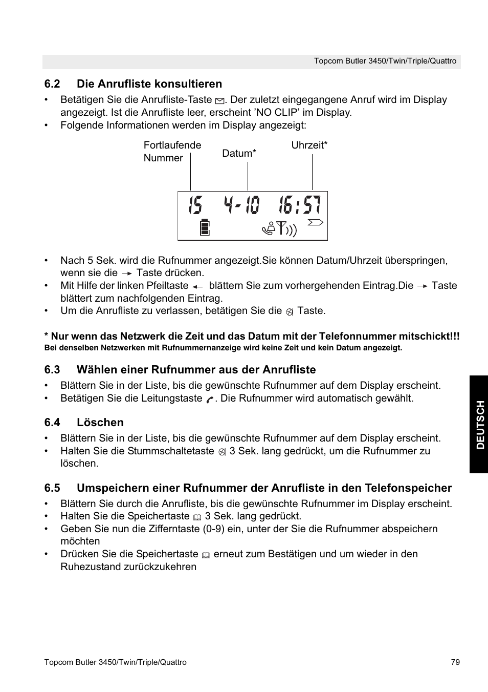 Topcom BUTLER Quattro User Manual | Page 79 / 92
