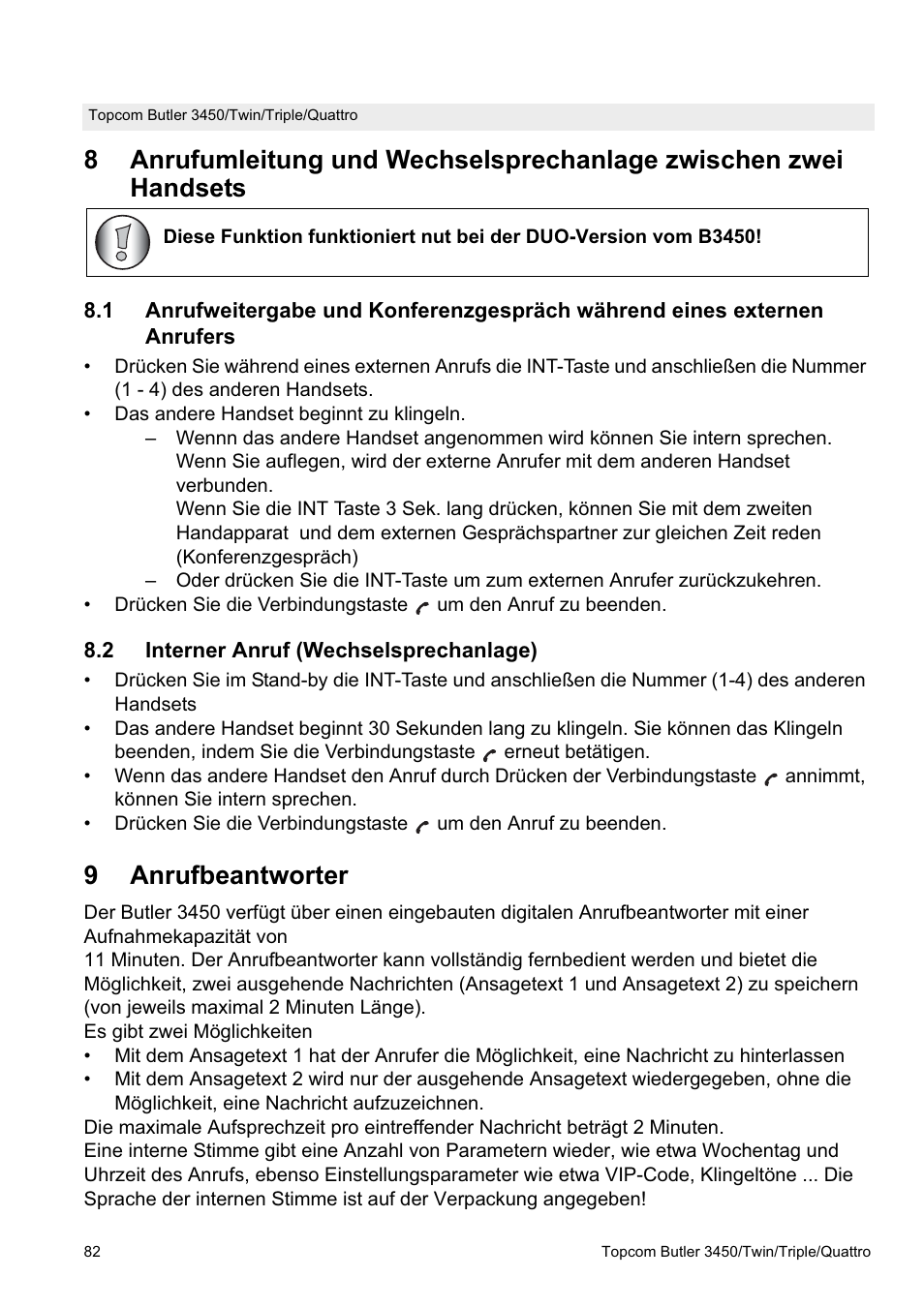 9anrufbeantworter | Topcom BUTLER Quattro User Manual | Page 82 / 92