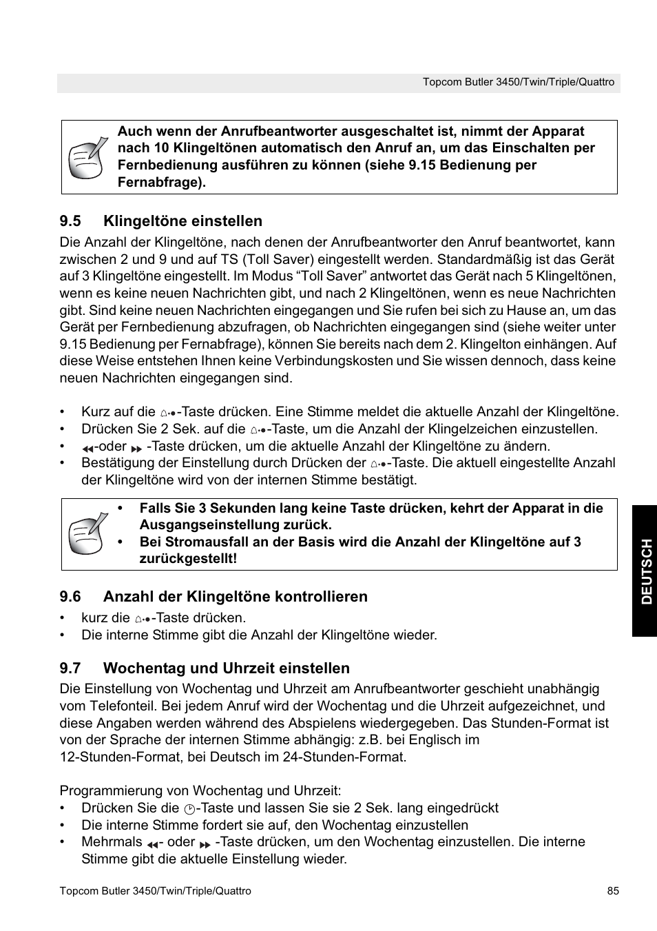 Topcom BUTLER Quattro User Manual | Page 85 / 92