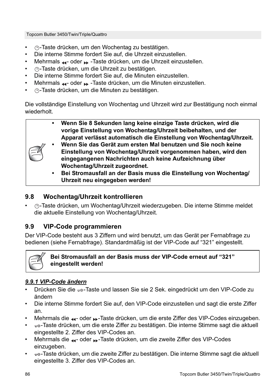 Topcom BUTLER Quattro User Manual | Page 86 / 92