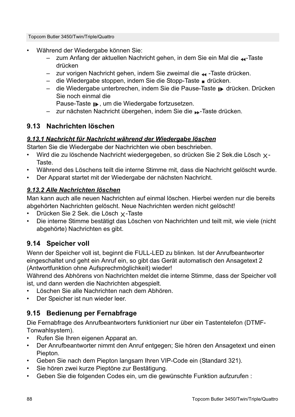 Topcom BUTLER Quattro User Manual | Page 88 / 92