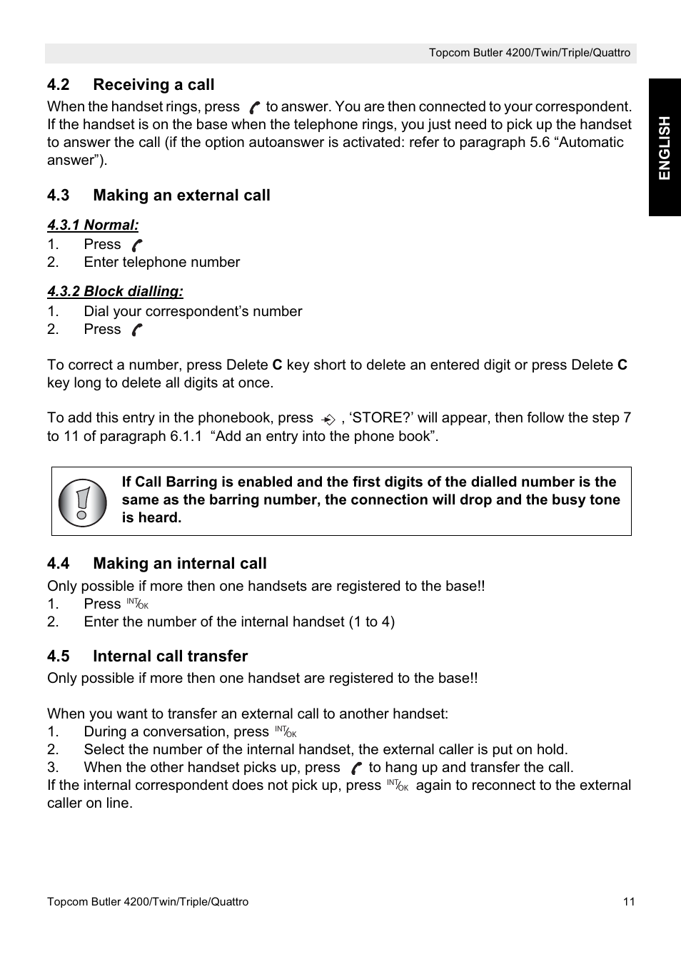 Topcom BUTLER 4200 User Manual | Page 11 / 52
