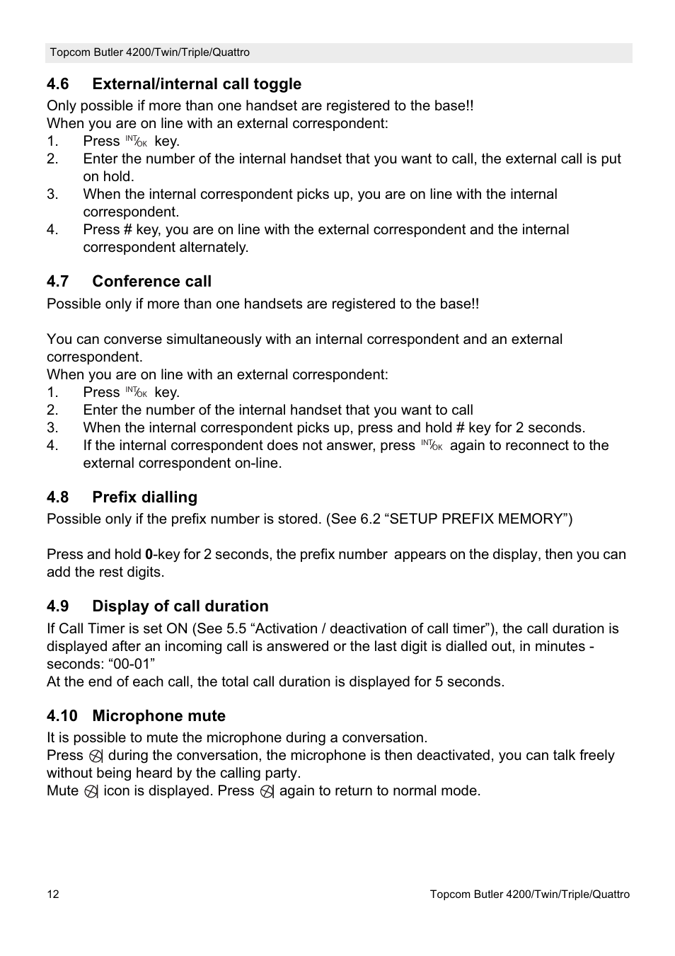 Topcom BUTLER 4200 User Manual | Page 12 / 52