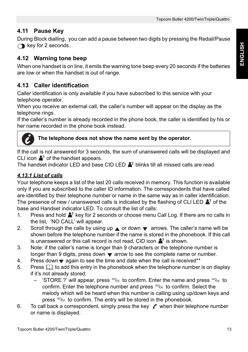 Topcom BUTLER 4200 User Manual | Page 13 / 52