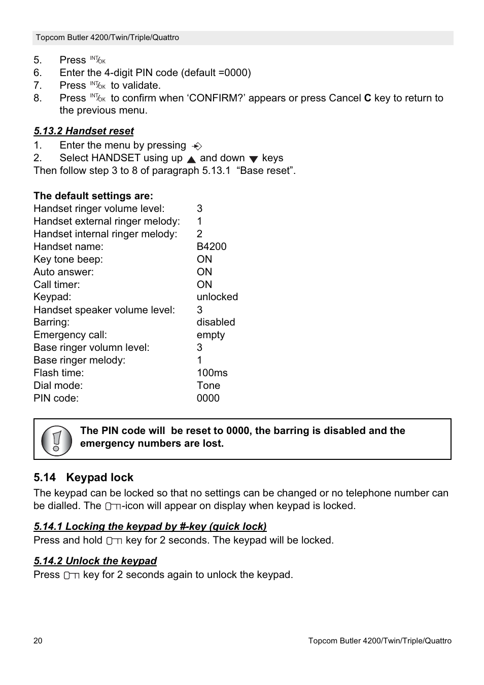 Topcom BUTLER 4200 User Manual | Page 20 / 52