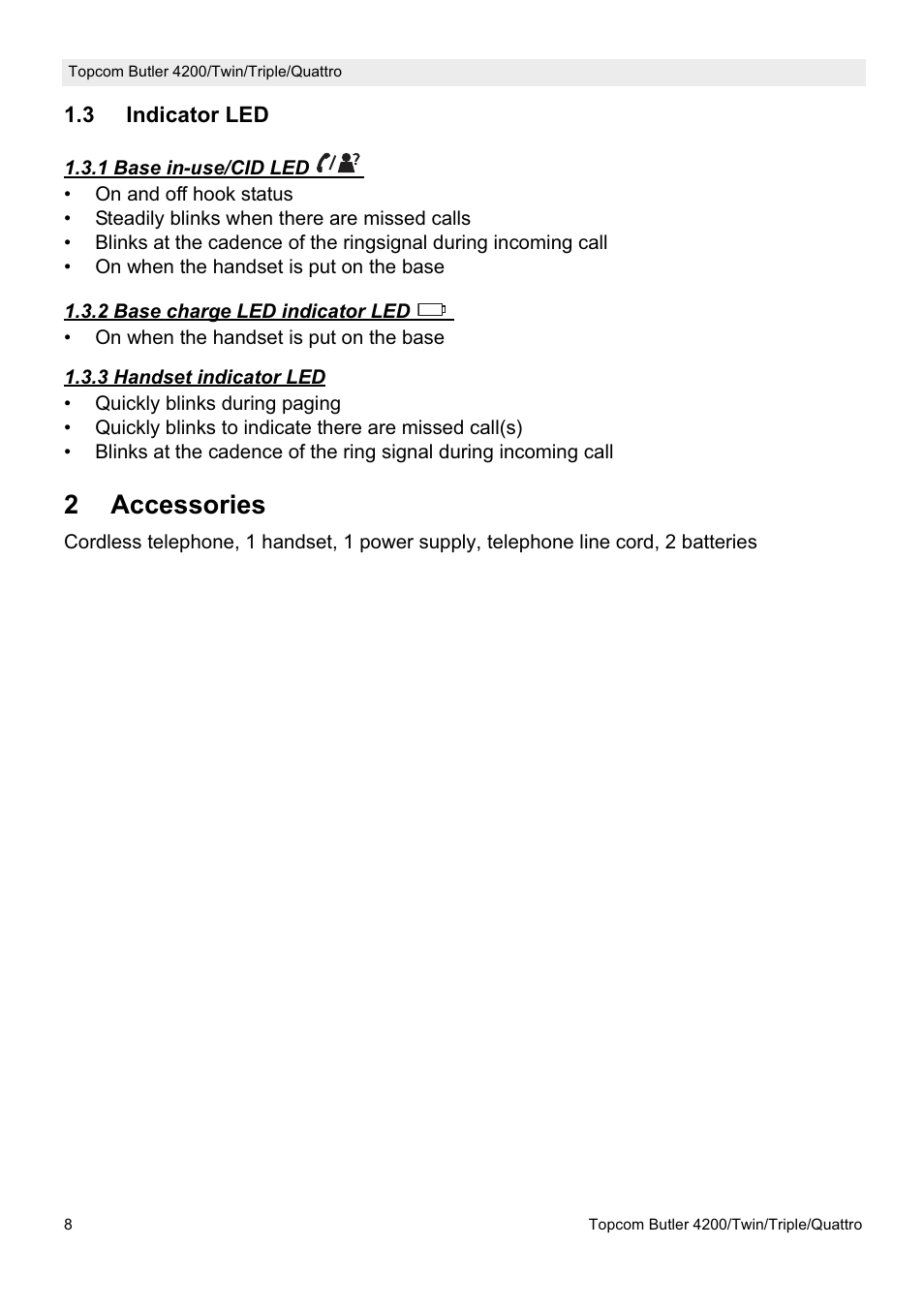 2accessories | Topcom BUTLER 4200 User Manual | Page 8 / 52