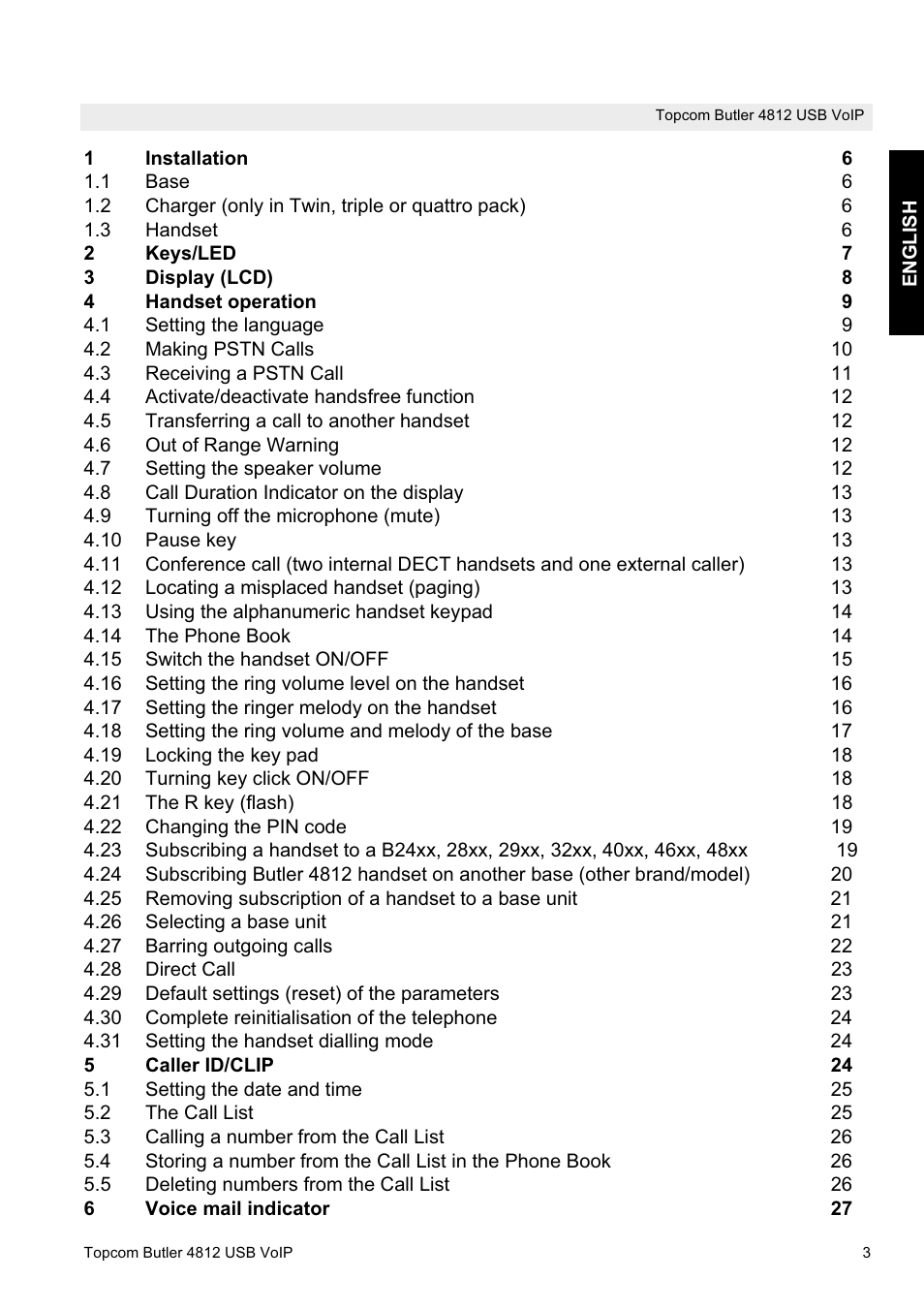 Topcom Butler 4812 USB VOIP User Manual | Page 3 / 40