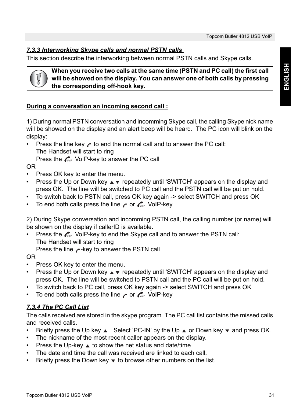 Topcom Butler 4812 USB VOIP User Manual | Page 31 / 40