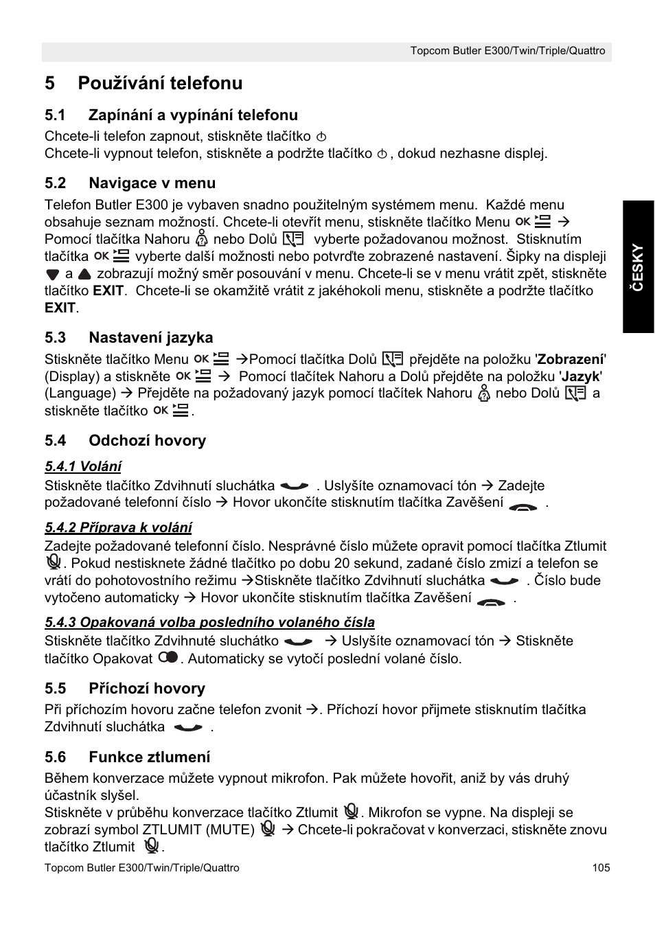 5používání telefonu | Topcom Butler E300 User Manual | Page 109 / 208