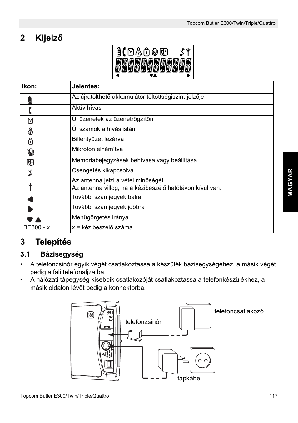 2kijelz ę 3 telepítés | Topcom Butler E300 User Manual | Page 121 / 208