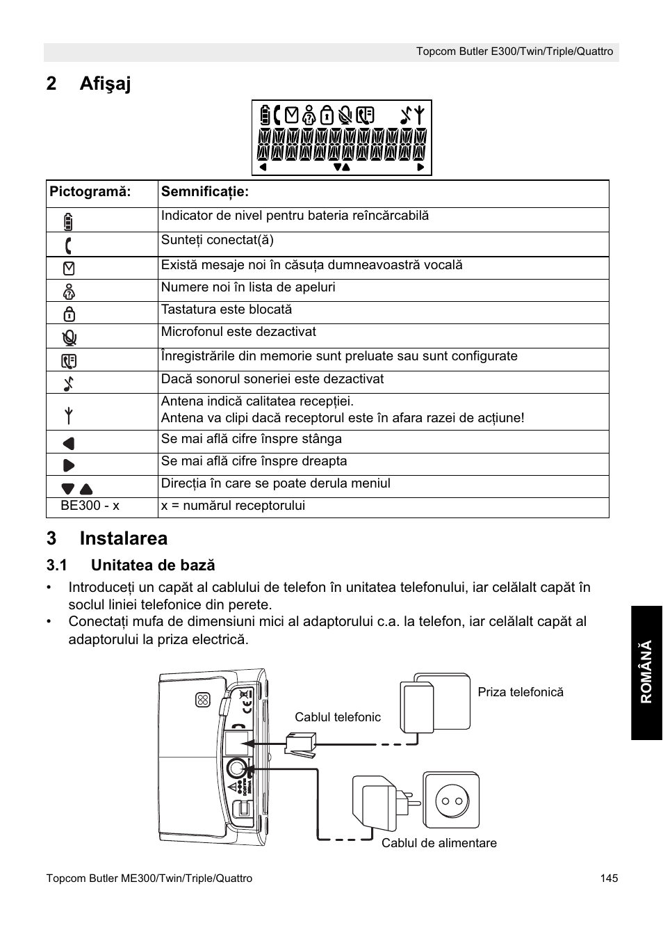 2afi úaj 3 instalarea | Topcom Butler E300 User Manual | Page 149 / 208