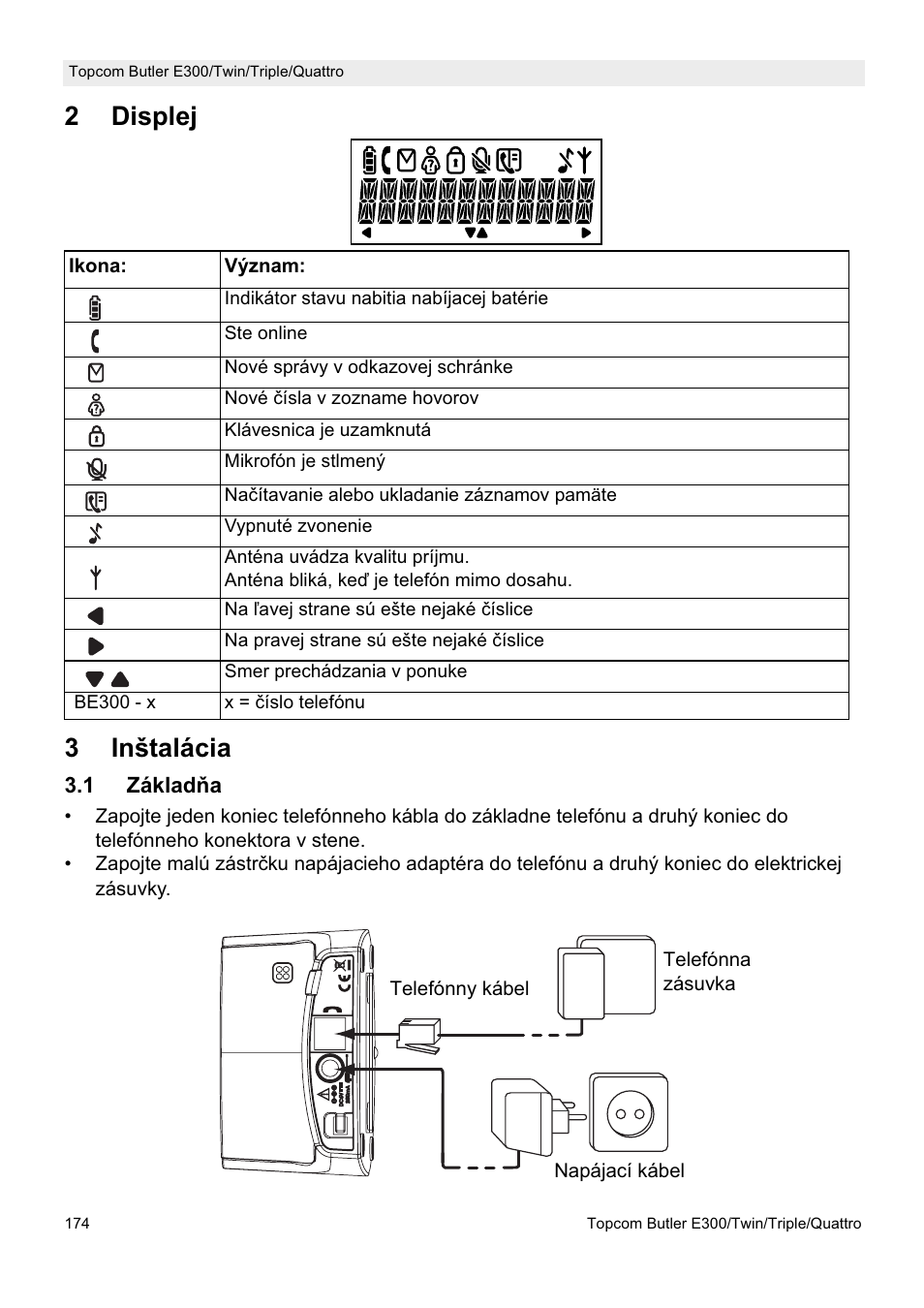 2displej 3 inštalácia | Topcom Butler E300 User Manual | Page 178 / 208