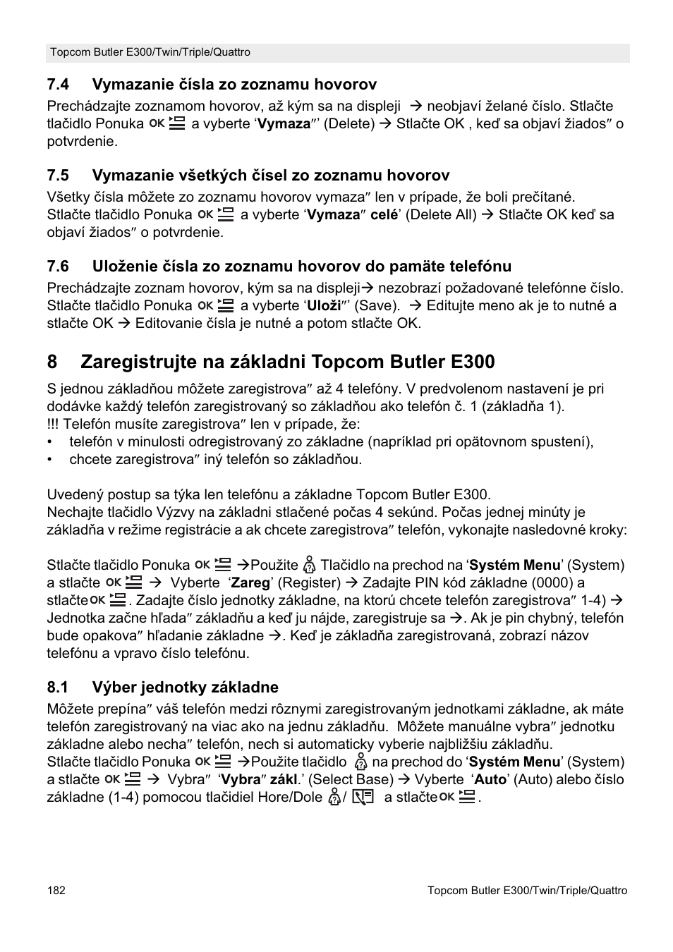 8zaregistrujte na základni topcom butler e300 | Topcom Butler E300 User Manual | Page 186 / 208