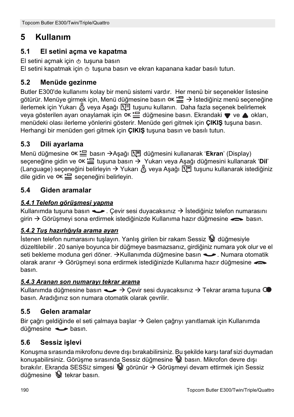 5kullanım | Topcom Butler E300 User Manual | Page 194 / 208