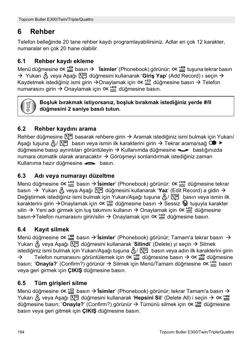 6rehber | Topcom Butler E300 User Manual | Page 198 / 208