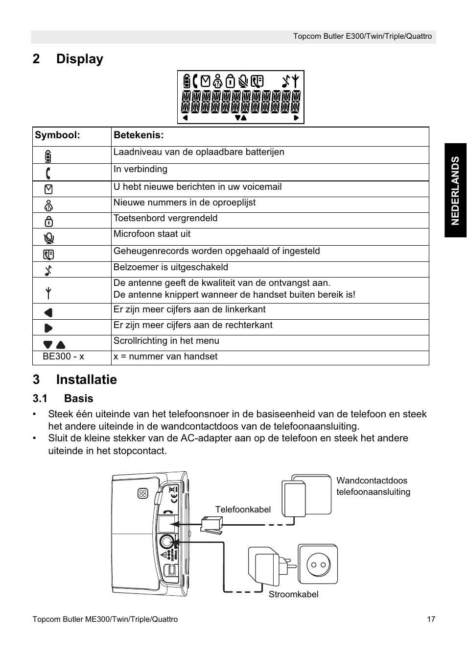 2display 3 installatie | Topcom Butler E300 User Manual | Page 21 / 208