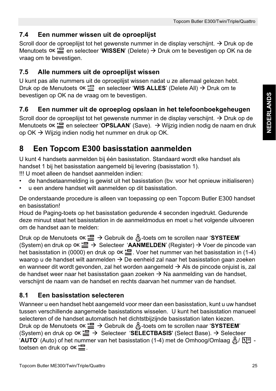 8een topcom e300 basisstation aanmelden | Topcom Butler E300 User Manual | Page 29 / 208