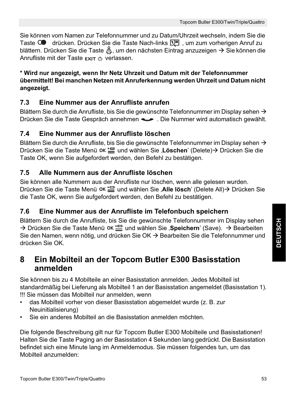 Topcom Butler E300 User Manual | Page 57 / 208