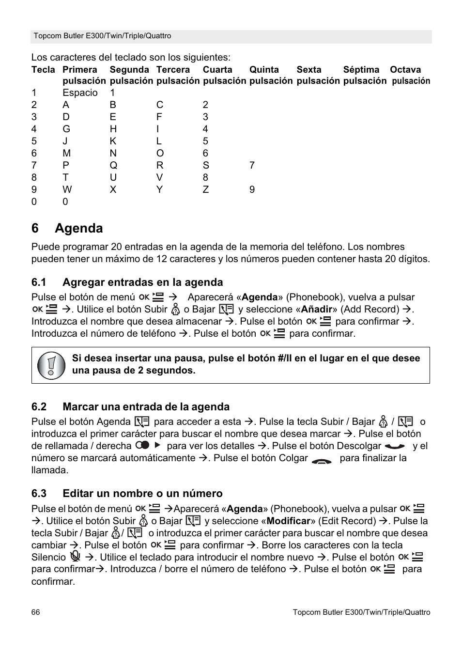 6agenda | Topcom Butler E300 User Manual | Page 70 / 208