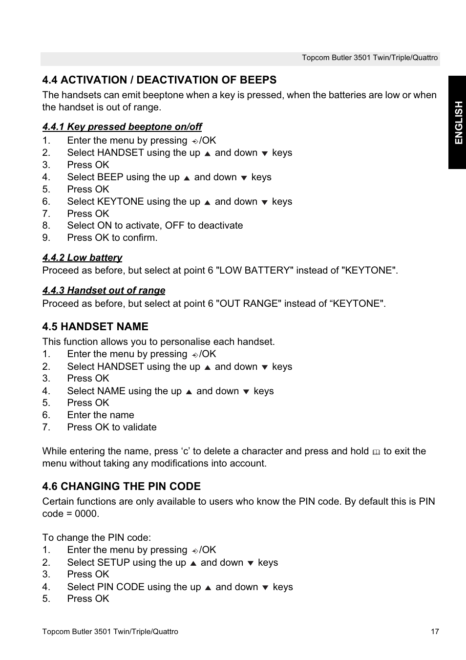 Topcom Butler 3501 User Manual | Page 17 / 28