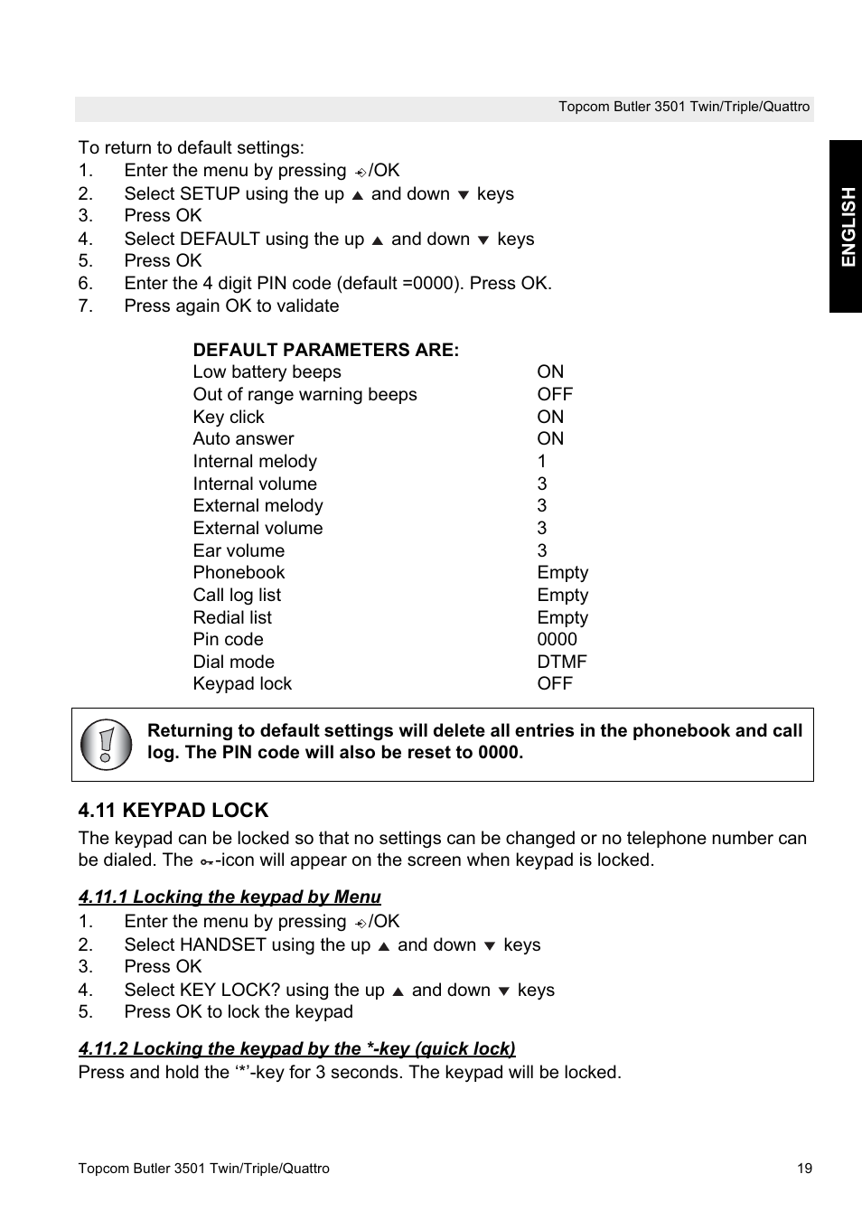 Topcom Butler 3501 User Manual | Page 19 / 28