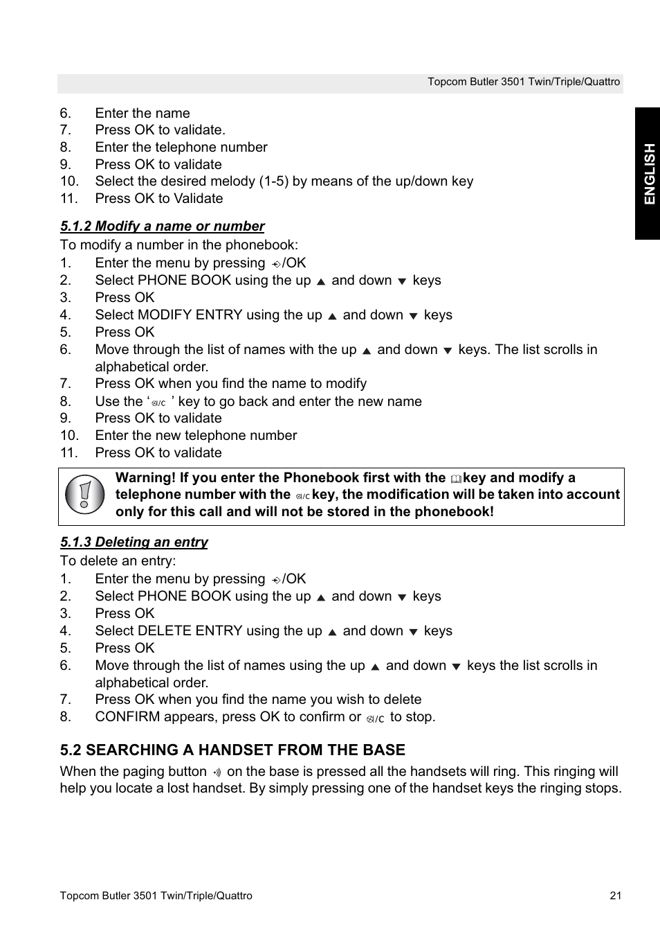 Topcom Butler 3501 User Manual | Page 21 / 28