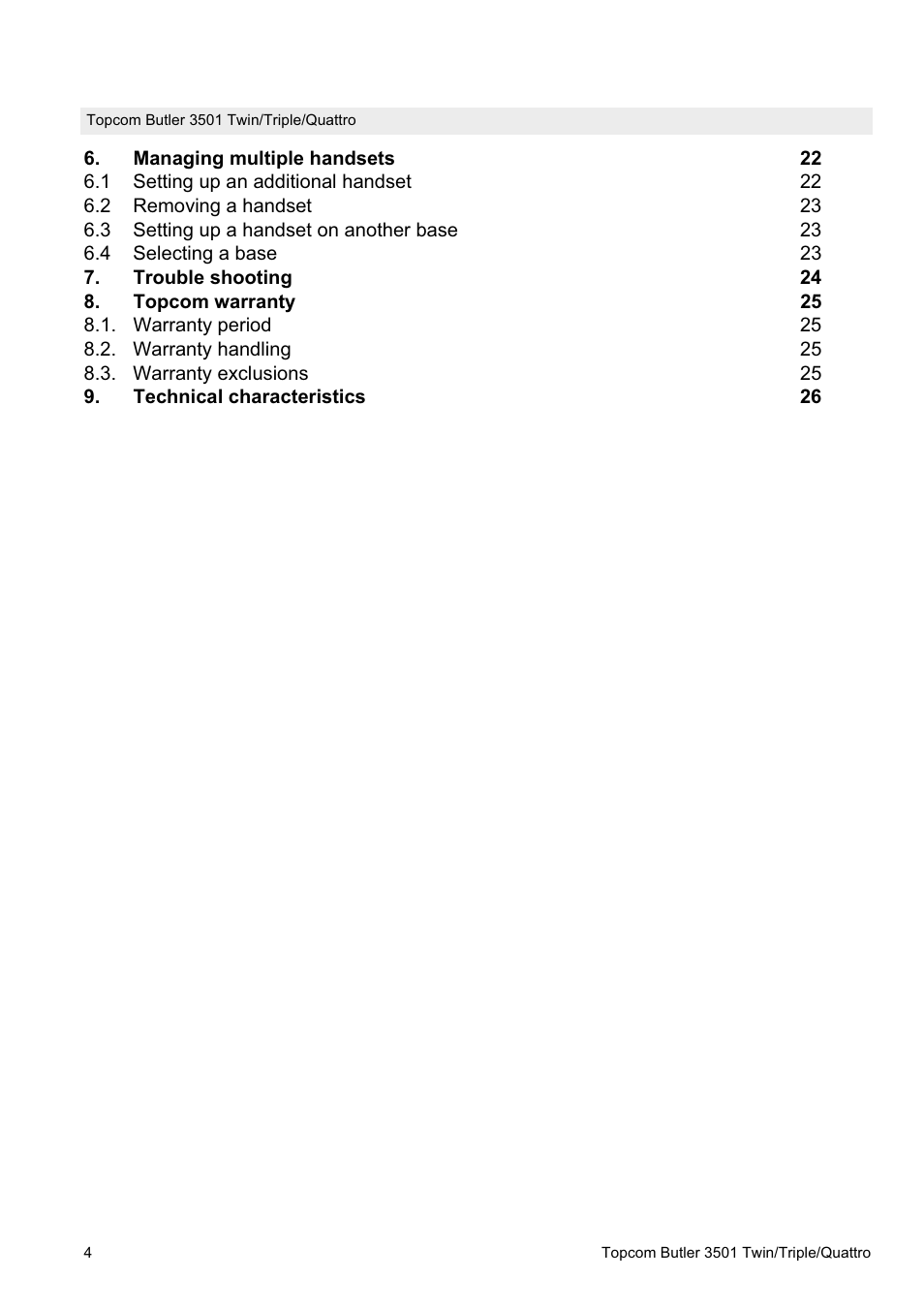 Topcom Butler 3501 User Manual | Page 4 / 28