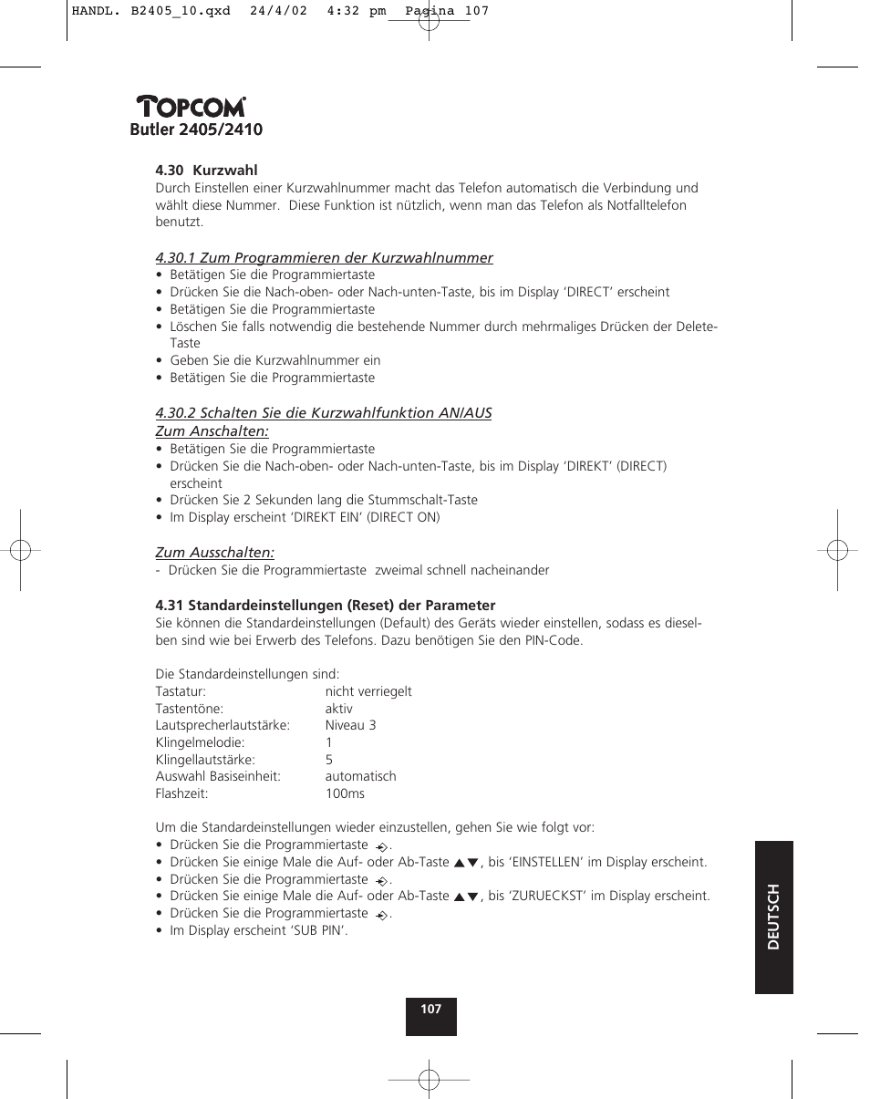 Topcom BUTLER 2410 User Manual | Page 107 / 116