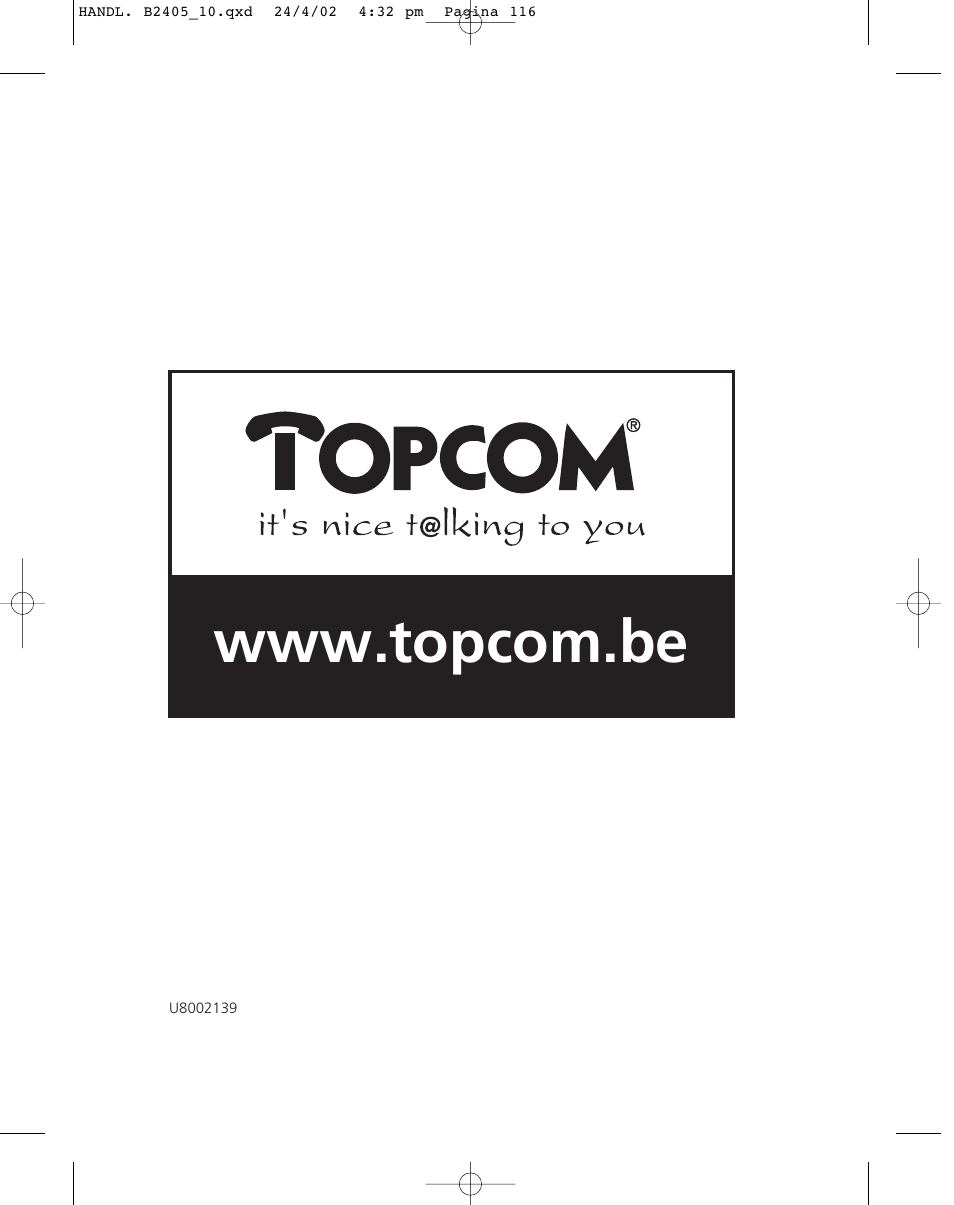 Topcom BUTLER 2410 User Manual | Page 116 / 116