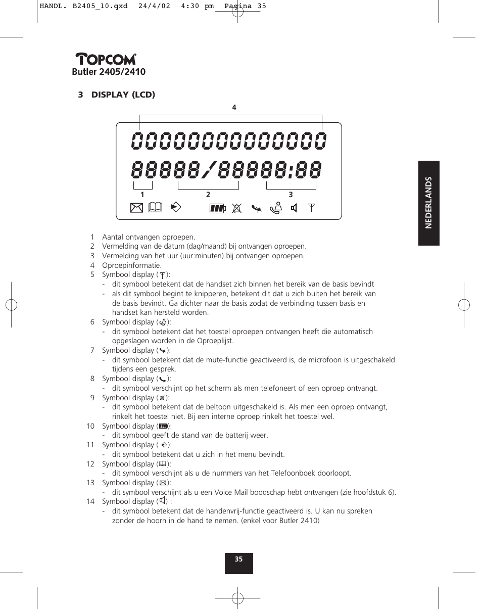 Topcom BUTLER 2410 User Manual | Page 35 / 116