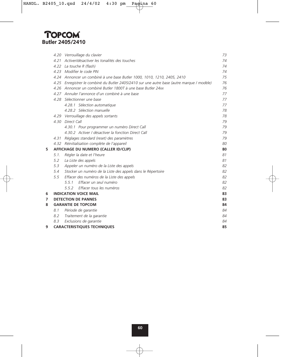 Topcom BUTLER 2410 User Manual | Page 60 / 116