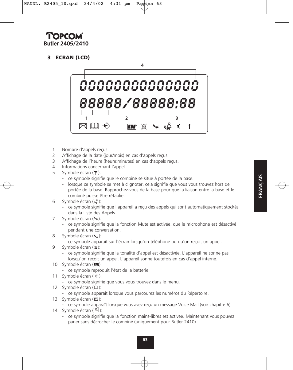 Topcom BUTLER 2410 User Manual | Page 63 / 116