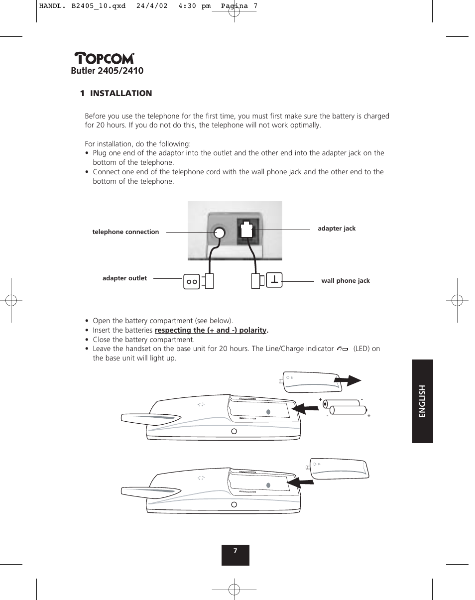 Topcom BUTLER 2410 User Manual | Page 7 / 116