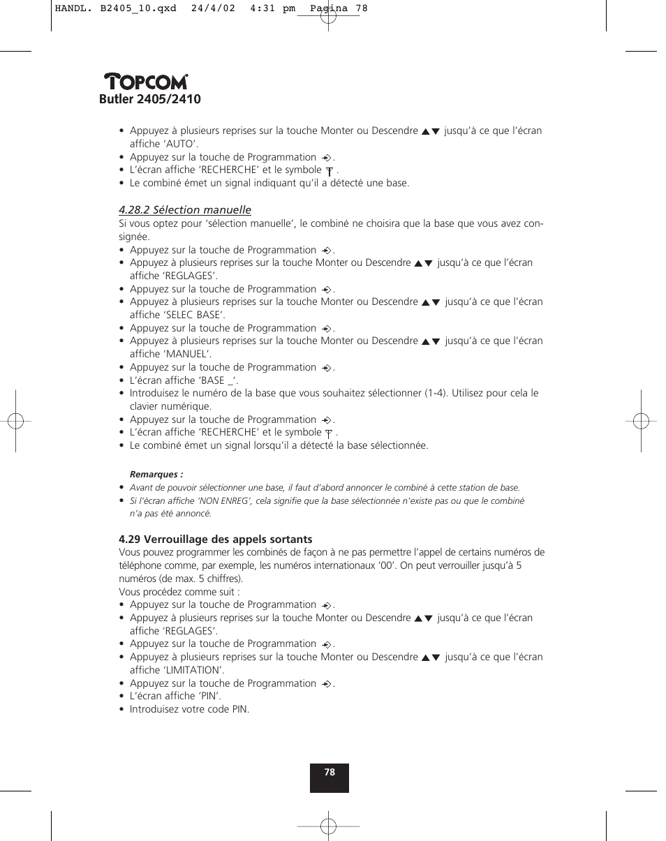 Topcom BUTLER 2410 User Manual | Page 78 / 116